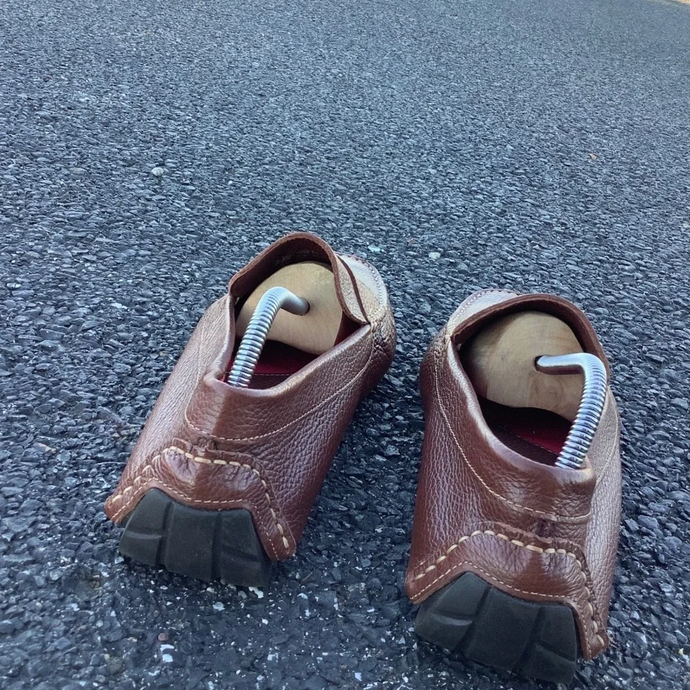 Donald Pliner Alondro Brown Pebbled Leather Driving Loafers Mens 11M Penny Moc